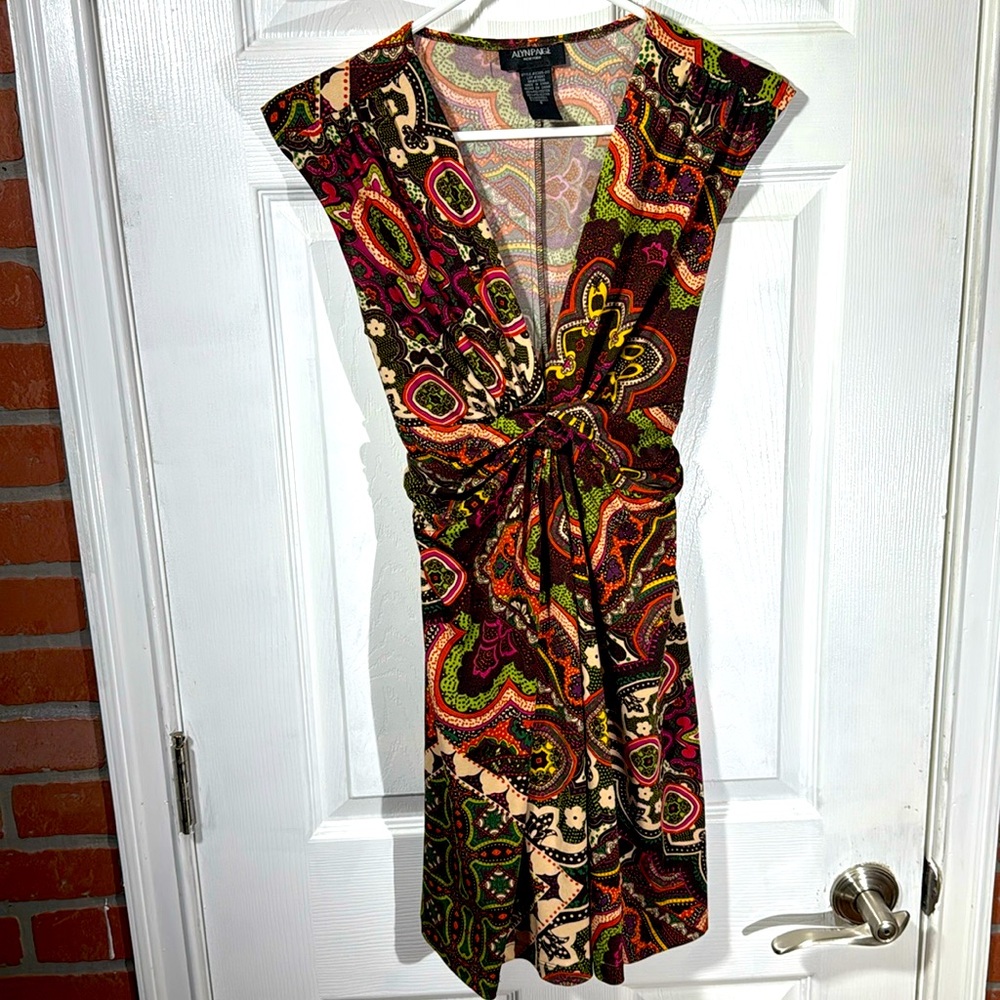 Alynpaige Sleeveless Boho Mini Dress Size S Stretch Draped Belt